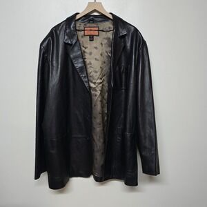 Bullock & Jones Mens Buttery Soft 100% Genuine Black Leather Sports Jacket XXL